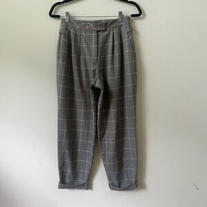 Topshop Womens's Gray Window Pane Pleated Front Pants Size 4